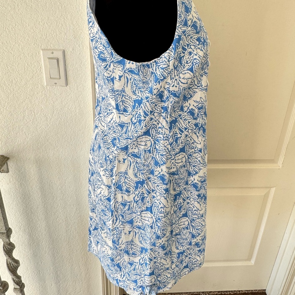 Lilly Pulitzer Sz 14 MELANI SHIFT DRESS Coastal Blue Fancy Feet with White Lace - Picture 8 of 14